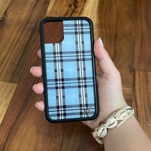 Blue plaid wildflower phone case - iPhone 11